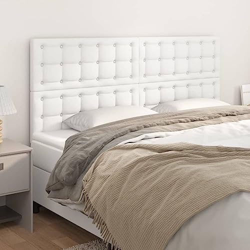 Qnhdfrt 4er Set Kopfteile Bett 80x5x78/88 cm Weiß Kunstleder Höhenverstellbar Modernes Design Robust für Schlafzimmer Wohnzimmer von Qnhdfrt