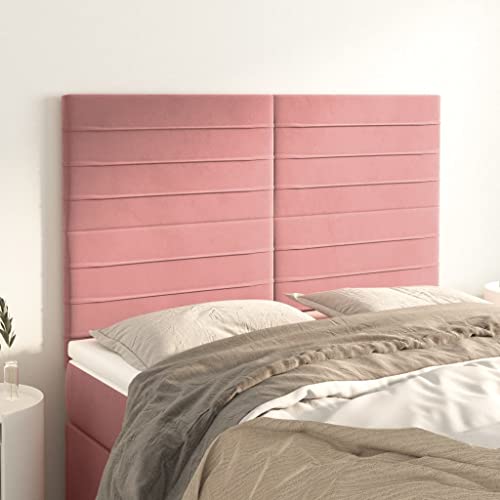 Qnhdfrt 4er Set Rosa Kopfteil Samt höhenverstellbar 72 cm Breit Modernes Bett Rückenlehne für Schlafzimmer und Gästezimmer von Qnhdfrt