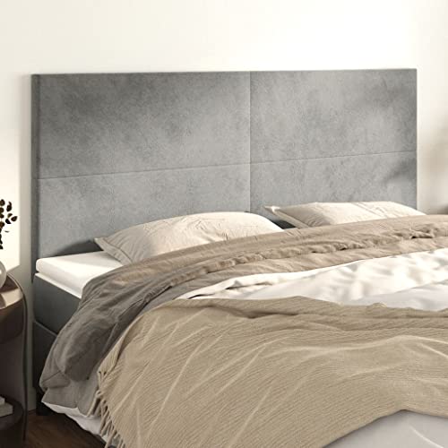 Qnhdfrt 4er Set Samt Kopfteil Bett 80x5x78/88 cm Höhenverstellbar Hellgrau Modernes Design mit Massivholzbeinen Rückenlehne für Schlafzimmer Qnhdfrt 4er Set Samt Kopfteil Bett 80x5x78/88 cm Höhenverstellbar Hellgrau Modernes Design mit Massivholzbeinen Rückenlehne für Schlafzimmer von Qnhdfrt
