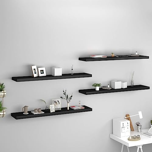 Qnhdfrt 4er Set Schweberegale Schwarz 120x23,5x3,8 cm MDF Wandregal mit Wabenplatten-Design und Metallrahmen für Bücher Deko in Wohnzimmer Küche Badezimmer Qnhdfrt 4er Set Schweberegale Schwarz 120x23,5x3,8 cm MDF Wandregal mit Wabenplatten-Design und Metallrahmen für Bücher Deko in Wohnzimmer Küche Badezimmer von Qnhdfrt