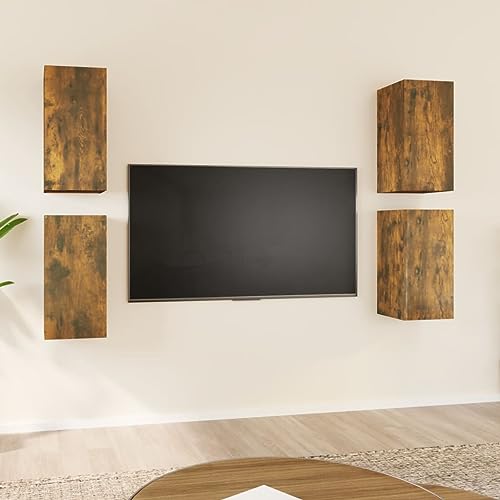 Qnhdfrt 4er Set TV Hängeschränke Räuchereiche Holzwerkstoff 30,5x30x60 cm Moderne Wandregale für Wohnzimmer Qnhdfrt 4er Set TV Hängeschränke Räuchereiche Holzwerkstoff 30,5x30x60 cm Moderne Wandregale für Wohnzimmer von Qnhdfrt