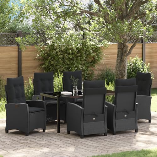 Qnhdfrt 4er Set Verstellbare Gartenstühle Schwarz Outdoor Sessel mit Kissen für Terrasse Balkon Garten Modernes Design Robustheit und Langlebigkeit von Qnhdfrt