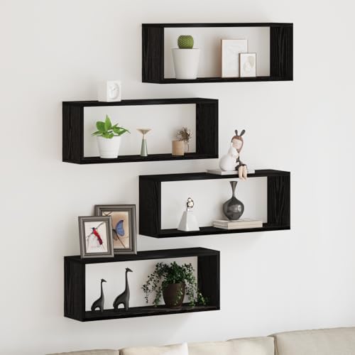 Qnhdfrt 4er Set Wandregal Schwarze Eiche Aus Spanplatte 60x15x23 cm Modern Schmal Für Deko Bücher Pflanzen in Wohnzimmer Schlafzimmer Badezimmer Qnhdfrt 4er Set Wandregal Schwarze Eiche Aus Spanplatte 60x15x23 cm Modern Schmal Für Deko Bücher Pflanzen in Wohnzimmer Schlafzimmer Badezimmer von Qnhdfrt