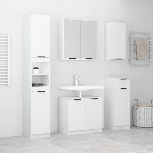 Qnhdfrt 5-TLG Badmöbel Set Weiß Hochglanz aus Holzwerkstoff und Glas mit Spiegelschrank und Hochschrank Modernes Badmöbel für Badezimmer Gäste-WC klein bis groß Qnhdfrt 5-TLG Badmöbel Set Weiß Hochglanz aus Holzwerkstoff und Glas mit Spiegelschrank und Hochschrank Modernes Badmöbel für Badezimmer Gäste-WC klein bis groß von Qnhdfrt
