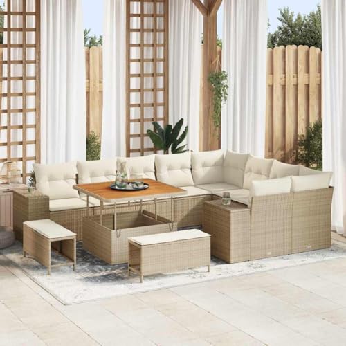 Qnhdfrt 5-TLG Garten Sofa Set Beige aus Natur Rattan mit Wetterfester Oberfläche Modulares Lounge Möbel für Terrasse Balkon und Garten Qnhdfrt 5-TLG Garten Sofa Set Beige aus Natur Rattan mit Wetterfester Oberfläche Modulares Lounge Möbel für Terrasse Balkon und Garten von Qnhdfrt