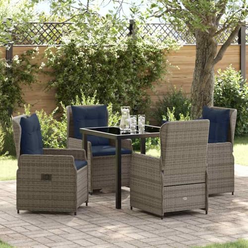 Qnhdfrt 5-TLG Gartenmöbel Set Grau Poly-Rattan Esstisch 80x80 cm mit verstellbaren Armlehnen und pulverbeschichtetem Rahmen Modernes Design & Robust für Balkon Garten Terrasse Qnhdfrt 5-TLG Gartenmöbel Set Grau Poly-Rattan Esstisch 80x80 cm mit verstellbaren Armlehnen und pulverbeschichtetem Rahmen Modernes Design & Robust für Balkon Garten Terrasse von Qnhdfrt