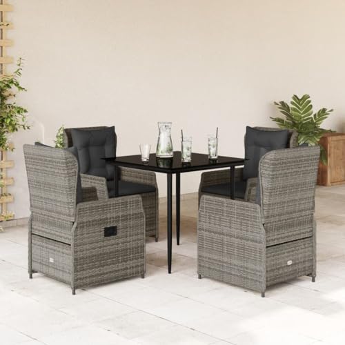 Qnhdfrt 5-TLG Gartenmöbel Set Grau Poly Rattan Gartentisch 80 cm mit verstellbaren Gartenstühlen platzsparend für kleine Balkone Terrasse und Garten Qnhdfrt 5-TLG Gartenmöbel Set Grau Poly Rattan Gartentisch 80 cm mit verstellbaren Gartenstühlen platzsparend für kleine Balkone Terrasse und Garten von Qnhdfrt