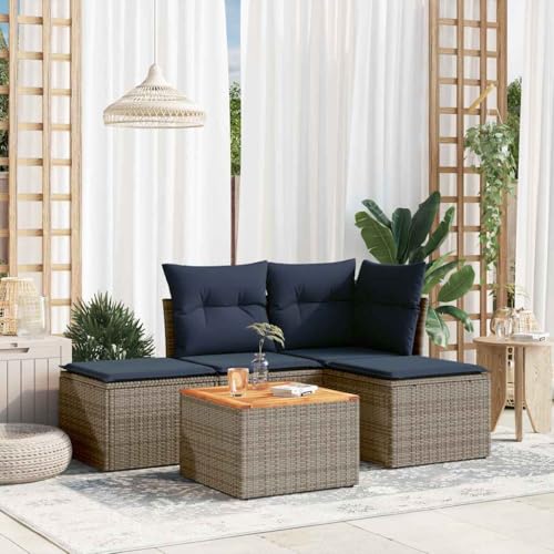Qnhdfrt 5-TLG Gartensofa-Set grau Polyrattan mit Stauraum & Akazienholztisch 55x55 cm UV-beständig platzsparendes Balkonmöbel für kleine Balkone Terrasse Gartenlounge Qnhdfrt 5-TLG Gartensofa-Set grau Polyrattan mit Stauraum & Akazienholztisch 55x55 cm UV-beständig platzsparendes Balkonmöbel für kleine Balkone Terrasse Gartenlounge von Qnhdfrt