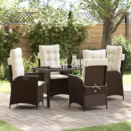 Qnhdfrt 5-TLG. Garten Liegestühle Set Braun Poly Rattan mit Kissen Outdoor Möbel für Terrasse Balkon Garten – Verstellbare Rückenlehne Robustes Design Qnhdfrt 5-TLG. Garten Liegestühle Set Braun Poly Rattan mit Kissen Outdoor Möbel für Terrasse Balkon Garten – Verstellbare Rückenlehne Robustes Design von Qnhdfrt