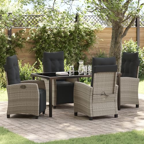 Qnhdfrt 5-TLG. Garten-Liegestuhl Set Hellgrau Poly Rattan mit Verstellbarer Rückenlehne und Fußstütze für Outdoor Entspannung auf Terrasse oder im Garten Qnhdfrt 5-TLG. Garten-Liegestuhl Set Hellgrau Poly Rattan mit Verstellbarer Rückenlehne und Fußstütze für Outdoor Entspannung auf Terrasse oder im Garten von Qnhdfrt