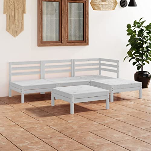 Qnhdfrt 5-TLG. Garten Lounge Set aus massivem Kiefernholz Weiß Outdoor Möbel für Terrasse Garten und Balkon mit rustikalem Paletten Design Qnhdfrt 5-TLG. Garten Lounge Set aus massivem Kiefernholz Weiß Outdoor Möbel für Terrasse Garten und Balkon mit rustikalem Paletten Design von Qnhdfrt