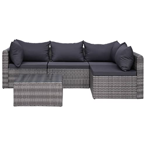 Qnhdfrt 5-TLG. Gartenmöbel-Set Poly Rattan Grau Ecksofa Mittelstück Couchtisch mit Polstern & Kissen Modernes Outdoor Design modular platzsparend für kleine Balkone Terrasse Garden Furniture Sets Qnhdfrt 5-TLG. Gartenmöbel-Set Poly Rattan Grau Ecksofa Mittelstück Couchtisch mit Polstern & Kissen Modernes Outdoor Design modular platzsparend für kleine Balkone Terrasse Garden Furniture Sets von Qnhdfrt