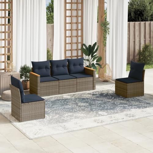 Qnhdfrt 5-Teiliges Gartensofa Set 275x126 cm Polyrattan Loungemöbel mit 5 Aufbewahrungsboxen und wasserabweisenden Kissen Grau Marineblau für Garten Balkon Terrasse Qnhdfrt 5-Teiliges Gartensofa Set 275x126 cm Polyrattan Loungemöbel mit 5 Aufbewahrungsboxen und wasserabweisenden Kissen Grau Marineblau für Garten Balkon Terrasse von Qnhdfrt