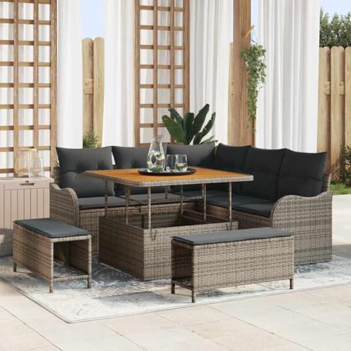 Qnhdfrt 5-sitzer Ecksofa Set Grau Modernes Rattan Gartenmöbel Set mit Kissen Wetterfest für Terrasse Balkon und Garten Lounge Bereich Qnhdfrt 5-sitzer Ecksofa Set Grau Modernes Rattan Gartenmöbel Set mit Kissen Wetterfest für Terrasse Balkon und Garten Lounge Bereich von Qnhdfrt