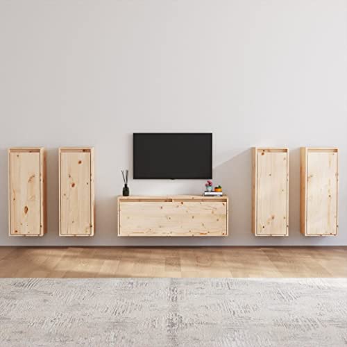 Qnhdfrt 5-teiliger TV Hängeschrank aus Massivholz Kiefer für Wohnzimmer Fernseher Board Modern Robust Langlebig mit Praktischem Design von Qnhdfrt