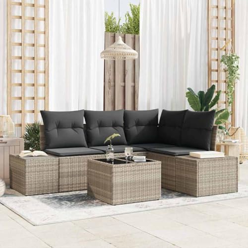 Qnhdfrt 5 teiliges Ecksofa Set Gartenmöbel aus Natur Rattan mit Tisch Grau Wetterfest und Modern für Terrasse Balkon Garten Qnhdfrt 5 teiliges Ecksofa Set Gartenmöbel aus Natur Rattan mit Tisch Grau Wetterfest und Modern für Terrasse Balkon Garten von Qnhdfrt