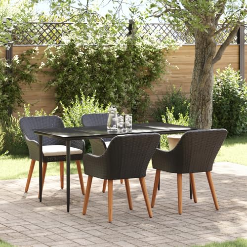 Qnhdfrt 5-teiliges Garten-Dining-Set Schwarz Rechteckig Poly-Rattan mit Pulverbeschichtetem Stahl für Terrasse Balkon Garten Modern Robust und Komfortabel Qnhdfrt 5-teiliges Garten-Dining-Set Schwarz Rechteckig Poly-Rattan mit Pulverbeschichtetem Stahl für Terrasse Balkon Garten Modern Robust und Komfortabel von Qnhdfrt
