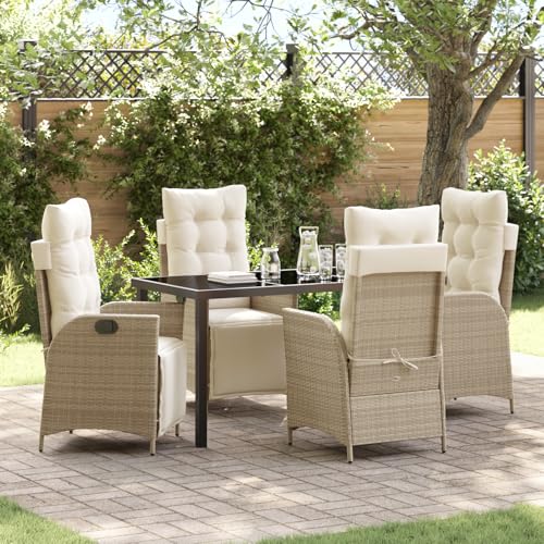 Qnhdfrt 5-teiliges Garten-Esszimmer-Set Beige Poly-Rattan Verstellbare Outdoor Stühle mit Tisch für Balkon Terrasse und Garten Modernes Design Robust Qnhdfrt 5-teiliges Garten-Esszimmer-Set Beige Poly-Rattan Verstellbare Outdoor Stühle mit Tisch für Balkon Terrasse und Garten Modernes Design Robust von Qnhdfrt