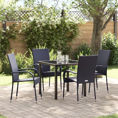Qnhdfrt 5-teiliges Garten-Esszimmer-Set Schwarz Poly-Rattan mit stapelbaren Stühlen Outdoor Möbel für Terrasse Balkon Garten – Robustes Design und Wetterbeständigkeit Qnhdfrt 5-teiliges Garten-Esszimmer-Set Schwarz Poly-Rattan mit stapelbaren Stühlen Outdoor Möbel für Terrasse Balkon Garten – Robustes Design und Wetterbeständigkeit von Qnhdfrt