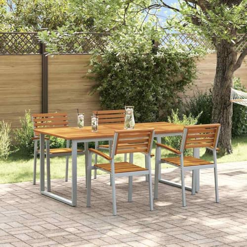 Qnhdfrt 5 teiliges Garten Esszimmer Set aus Akazienholz und Aluminium Grau Rechteckig für 4 Personen Modernes Design und Wetterfest für Terrasse Balkon Qnhdfrt 5 teiliges Garten Esszimmer Set aus Akazienholz und Aluminium Grau Rechteckig für 4 Personen Modernes Design und Wetterfest für Terrasse Balkon von Qnhdfrt