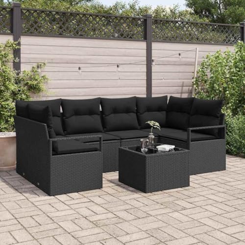 Qnhdfrt 5-teiliges Garten Sofa Set Outdoor Schwarz PE Rattan mit wetterfesten Kissen Modulares Design für Garten und Balkon von Qnhdfrt