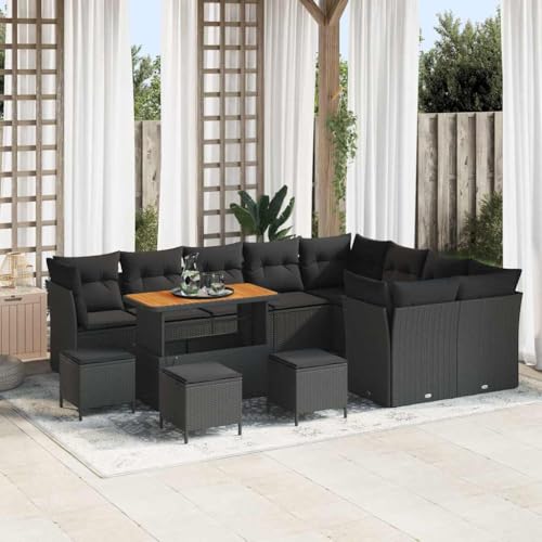 Qnhdfrt 5 teiliges Garten Sofaset Schwarz aus Poly Rattan mit Kissen Modulares Design Handgewebt Wetterfest für Balkon Terrasse und Garten Qnhdfrt 5 teiliges Garten Sofaset Schwarz aus Poly Rattan mit Kissen Modulares Design Handgewebt Wetterfest für Balkon Terrasse und Garten von Qnhdfrt