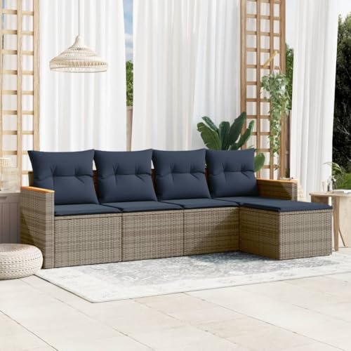 Qnhdfrt 5-teiliges Gartensofa Set Polyrattan grau 55x62x69 cm abnehmbare Kissen modularer Balkonmöbel für kleine Balkone Terrasse Garten Lounge Qnhdfrt 5-teiliges Gartensofa Set Polyrattan grau 55x62x69 cm abnehmbare Kissen modularer Balkonmöbel für kleine Balkone Terrasse Garten Lounge von Qnhdfrt