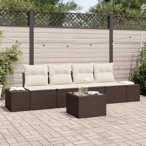 Qnhdfrt 5-teiliges Gartensofa Set aus synthetischem Poly Rattan in Braun mit Kissen - Modernes Design für Terrasse, Balkon und Garten von Qnhdfrt