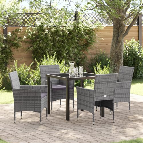 Qnhdfrt 5-teiliges Gartenstühle Set Grau Poly-Rattan mit 1 Tisch 4 Stühlen Modernes Design Leicht und Robust für Garten Terrasse Balkon von Qnhdfrt