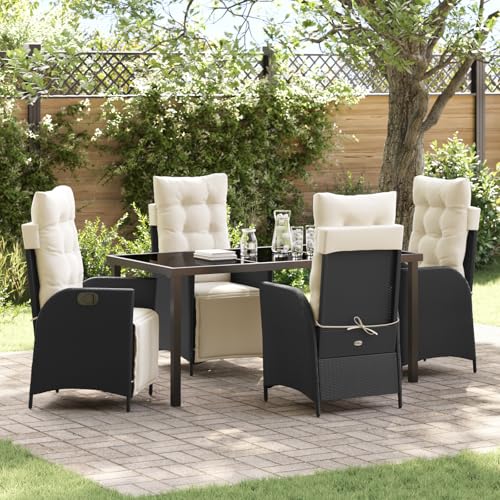 Qnhdfrt 5-teiliges Gartenstühle Set Schwarz Poly-Rattan mit cremefarbenen Kissen Verstellbare Liegestühle für Garten Terrasse Balkon Robustes Design Hohe Tragfähigkeit Qnhdfrt 5-teiliges Gartenstühle Set Schwarz Poly-Rattan mit cremefarbenen Kissen Verstellbare Liegestühle für Garten Terrasse Balkon Robustes Design Hohe Tragfähigkeit von Qnhdfrt