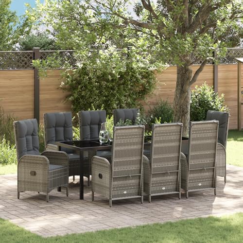 Qnhdfrt 5-teiliges Gartenstuhl Set Grau Poly-Rattan Outdoor Esszimmer Möbel mit Modernem Design für Terrasse Balkon und Garten von Qnhdfrt
