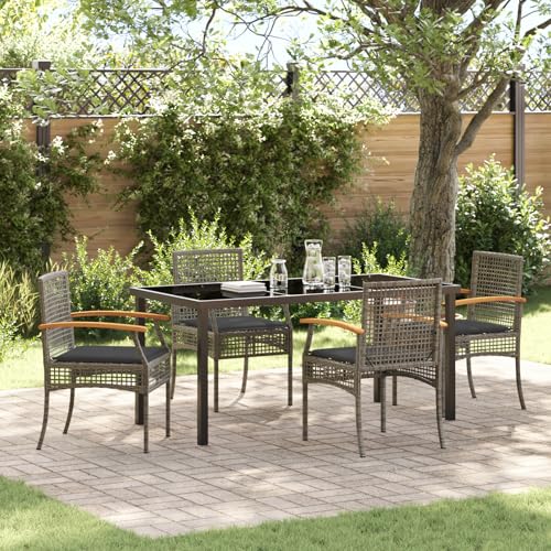 Qnhdfrt 5-teiliges Gartentischset Grau mit Kissen aus Poly-Rattan Gartenstühle Set Outdoor Möbel für 4 Personen Modernes Design für Terrasse Balkon Garten Qnhdfrt 5-teiliges Gartentischset Grau mit Kissen aus Poly-Rattan Gartenstühle Set Outdoor Möbel für 4 Personen Modernes Design für Terrasse Balkon Garten von Qnhdfrt