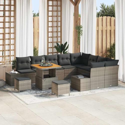 Qnhdfrt 5-teiliges Outdoor Sofa Set aus Poly-Rattan Grau Modernes Design für Garten Terrasse Balkon mit wetterbeständigen Kissen von Qnhdfrt