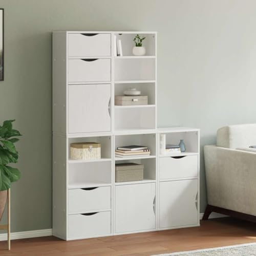 Qnhdfrt 5er Set Beistellschrank Sideboard Weiß Massivholz Kiefer Landhausstil für Wohnzimmer Küche Flur 40x24x79 cm mit Schubladen und Türen Qnhdfrt 5er Set Beistellschrank Sideboard Weiß Massivholz Kiefer Landhausstil für Wohnzimmer Küche Flur 40x24x79 cm mit Schubladen und Türen von Qnhdfrt