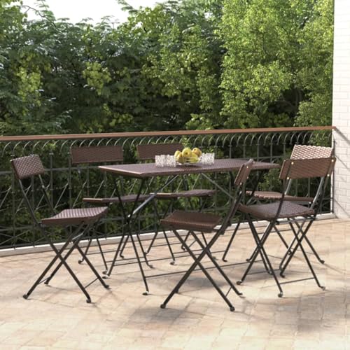 Qnhdfrt 6 Stück Klappbare Bistrostühle Braun aus PE-Rattan und Stahl Faltbare Outdoor Gartenstühle für Terrasse Balkon Camping Robust und Komfortabel von Qnhdfrt