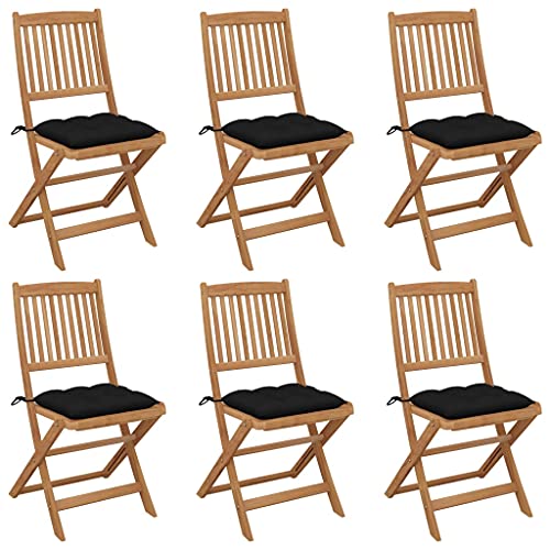 Qnhdfrt 6 Stück Klappbare Gartenstühle aus Massivholz Akazie mit Schwarzen Kissen Faltbare Outdoor Stühle für Garten Balkon Camping Robust und Komfortabel Qnhdfrt 6 Stück Klappbare Gartenstühle aus Massivholz Akazie mit Schwarzen Kissen Faltbare Outdoor Stühle für Garten Balkon Camping Robust und Komfortabel von Qnhdfrt