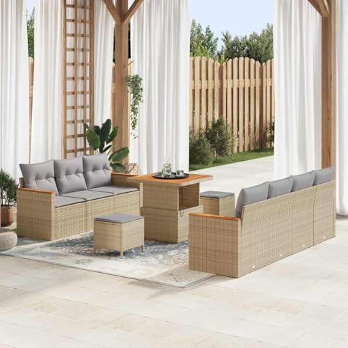 Qnhdfrt 6 Teile Gartenmöbel Set aus Natur Rattan Beige Outdoor Sitzgruppe mit Kissen für Terrasse Balkon Garten Lounge Bereich von Qnhdfrt