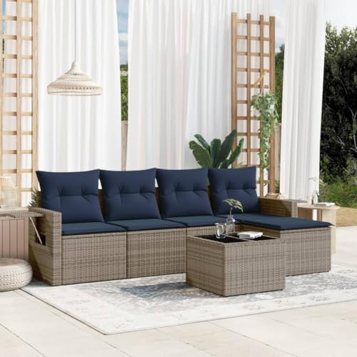 Qnhdfrt 6-Teiliges Gartenmöbel Set Rattan Lounge Sofa Grau mit klappbaren Beistelltischen und Hocker 55x55 cm Robustes Polyrattan für Balkon Terrasse und kleine Gartenflächen Qnhdfrt 6-Teiliges Gartenmöbel Set Rattan Lounge Sofa Grau mit klappbaren Beistelltischen und Hocker 55x55 cm Robustes Polyrattan für Balkon Terrasse und kleine Gartenflächen von Qnhdfrt