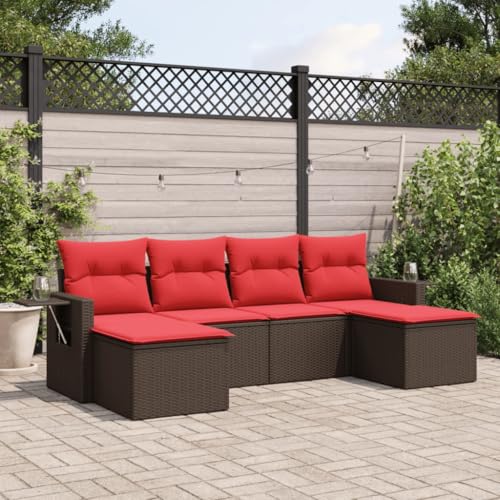 Qnhdfrt 6-Teiliges Gartensofa Set Braun Polyrattan mit Klappbarem Beistelltisch und UV-beständigem Design für Terrasse Balkon und kleine Gärten Qnhdfrt 6-Teiliges Gartensofa Set Braun Polyrattan mit Klappbarem Beistelltisch und UV-beständigem Design für Terrasse Balkon und kleine Gärten von Qnhdfrt