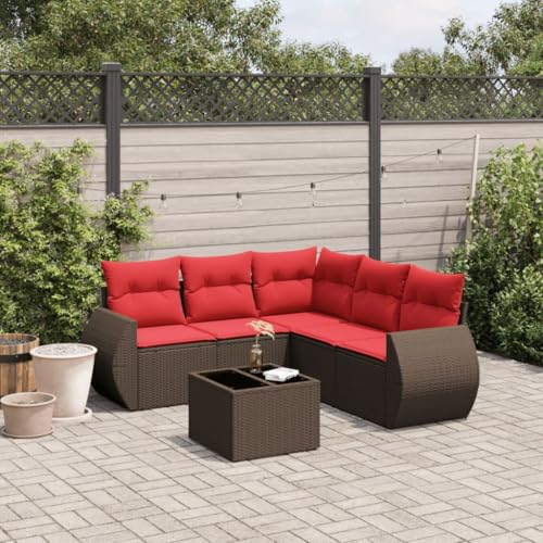 Qnhdfrt 6-Teiliges Gartensofa Set Polyrattan Braun mit Glastisch 55x55 cm Sitzgruppe Outdoor modular klappbar für Balkon Terrasse und kleine Gärten Qnhdfrt 6-Teiliges Gartensofa Set Polyrattan Braun mit Glastisch 55x55 cm Sitzgruppe Outdoor modular klappbar für Balkon Terrasse und kleine Gärten von Qnhdfrt