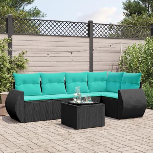 Qnhdfrt 6-Teiliges Gartensofa Set Schwarz Polyrattan Eckbank Mittelbank Armsofa Glastisch mit Kissen platzsparend modular für Balkon Terrasse und Garten Qnhdfrt 6-Teiliges Gartensofa Set Schwarz Polyrattan Eckbank Mittelbank Armsofa Glastisch mit Kissen platzsparend modular für Balkon Terrasse und Garten von Qnhdfrt