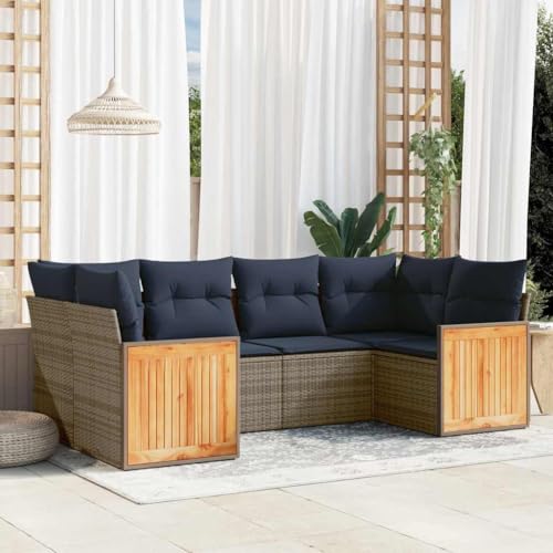Qnhdfrt 6-teiliges Balkonmöbel Set Polyrattan grau 62x62 cm mit Marineblauen Kissen UV-beständig und modular für kleine Balkone Garten und Terrasse Qnhdfrt 6-teiliges Balkonmöbel Set Polyrattan grau 62x62 cm mit Marineblauen Kissen UV-beständig und modular für kleine Balkone Garten und Terrasse von Qnhdfrt