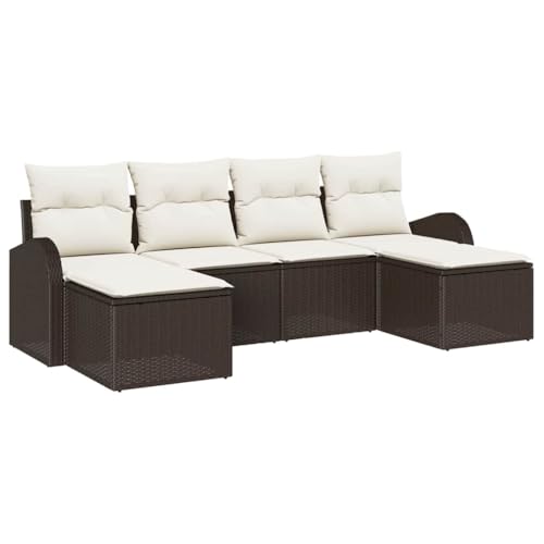 Qnhdfrt 6 teiliges Garten Sofa Set Braun mit Kissen aus Poly Rattan Modulares Design für Outdoor Lounge und Sitzgruppe Qnhdfrt 6 teiliges Garten Sofa Set Braun mit Kissen aus Poly Rattan Modulares Design für Outdoor Lounge und Sitzgruppe von Qnhdfrt