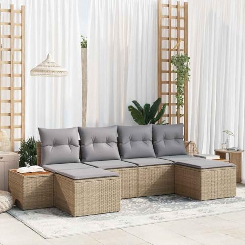 Qnhdfrt 6-teiliges Gartensofa-Set aus natürlichem Rattan in Beige – Modulares Design für Garten, Terrasse und Balkon Qnhdfrt 6-teiliges Gartensofa-Set aus natürlichem Rattan in Beige – Modulares Design für Garten, Terrasse und Balkon von Qnhdfrt