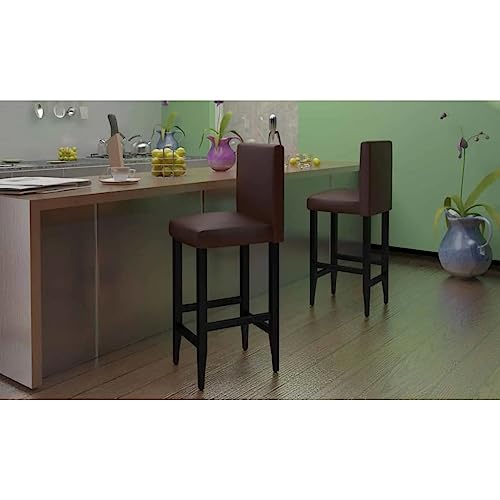 Qnhdfrt 6er Set Barhocker aus Kunstleder Braun mit Rückenlehne, 41 x 45 x 108 cm, Holzgestell & Weichpolsterung für Küche Bar und Wohnbereich Qnhdfrt 6er Set Barhocker aus Kunstleder Braun mit Rückenlehne, 41 x 45 x 108 cm, Holzgestell & Weichpolsterung für Küche Bar und Wohnbereich von Qnhdfrt