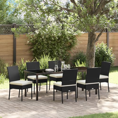 Qnhdfrt 6er Set Gartenstühle Schwarz Poly-Rattan Outdoor Esstischstühle mit Polster für Garten Terrasse Balkon Moderne Sitzgruppe Wetterbeständig und Leicht von Qnhdfrt