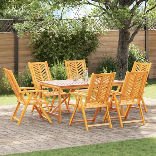 Qnhdfrt 6er Set Gartenstühle aus Massivholz Teak Verstellbar Faltbar Braun für Garten Terrasse Balkon Outdoor Modernes Design von Qnhdfrt