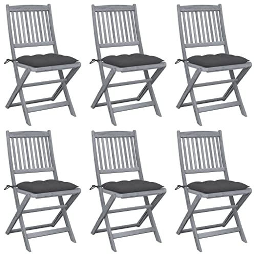 Qnhdfrt 6er Set Klappbare Gartenstühle aus Massivholz Akazie mit Anthrazit Kissen Grau Faltbar für Garten Terrasse Balkon und Camping Robust Wetterbeständig Qnhdfrt 6er Set Klappbare Gartenstühle aus Massivholz Akazie mit Anthrazit Kissen Grau Faltbar für Garten Terrasse Balkon und Camping Robust Wetterbeständig von Qnhdfrt