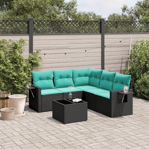 Qnhdfrt 6tlg Gartensofa Set Schwarz Polyrattan Eckbank Mittelbank Armlehnsofa Glastisch 55x55cm Sitzkissen und Rückenkissen Modernes Design Gartenmöbel Balkon Terrasse Qnhdfrt 6tlg Gartensofa Set Schwarz Polyrattan Eckbank Mittelbank Armlehnsofa Glastisch 55x55cm Sitzkissen und Rückenkissen Modernes Design Gartenmöbel Balkon Terrasse von Qnhdfrt