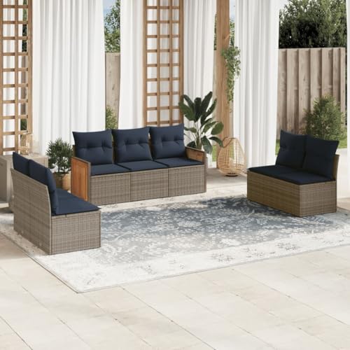 Qnhdfrt 7-Modul Gartensofa Set Polyrattan Grau Marineblau 55x55 cm UV-beständig platzsparendes Balkonmöbel für Garten Terrasse Balkon Qnhdfrt 7-Modul Gartensofa Set Polyrattan Grau Marineblau 55x55 cm UV-beständig platzsparendes Balkonmöbel für Garten Terrasse Balkon von Qnhdfrt